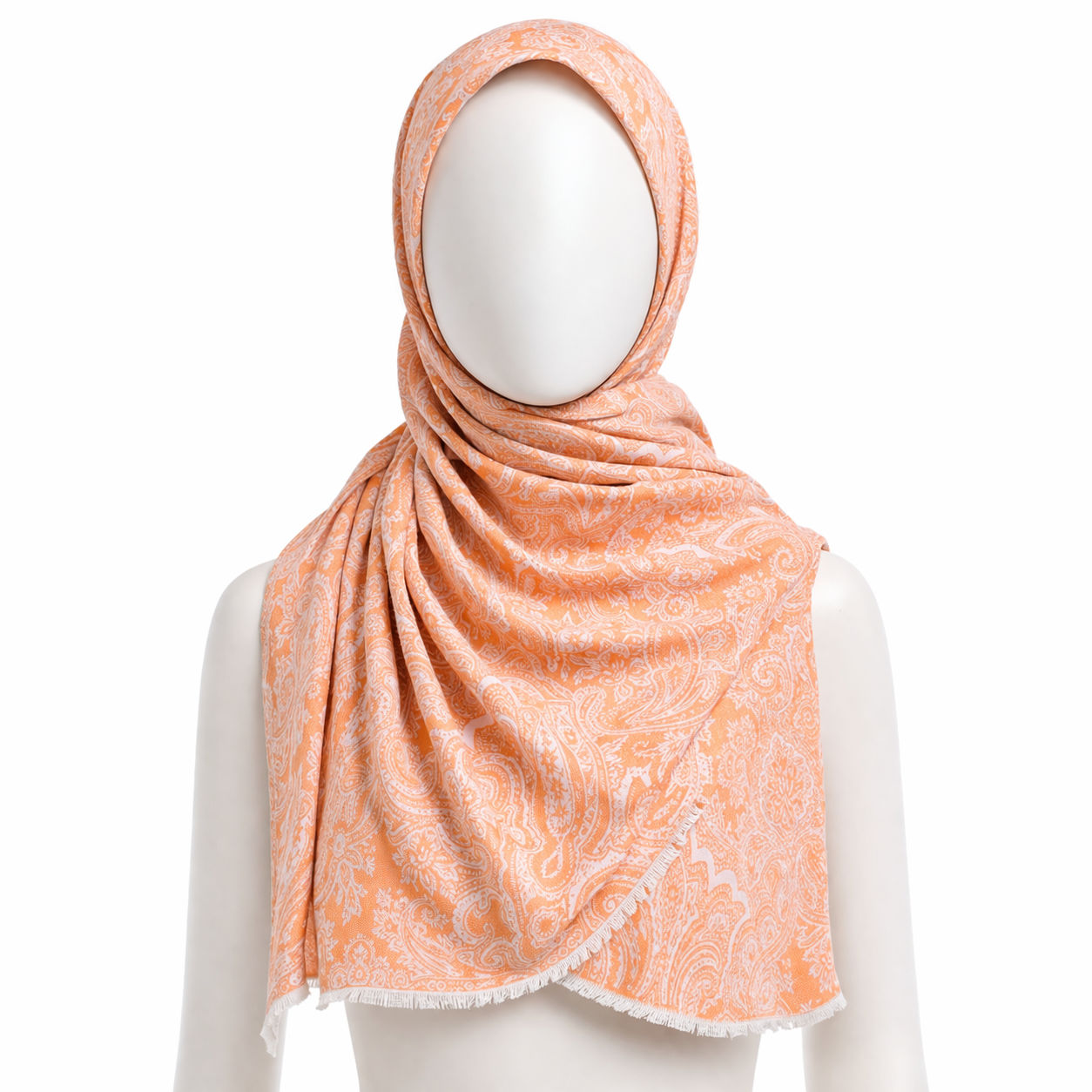 Orange Damask Pattern Cotton Scarf